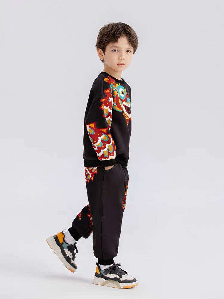 ASYMETRIC DRAGON PRINT DRY SWEAT SET