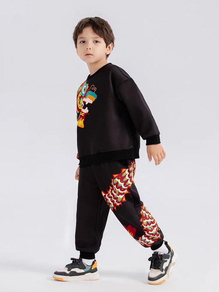 ASYMETRIC DRAGON PRINT DRY SWEAT SET