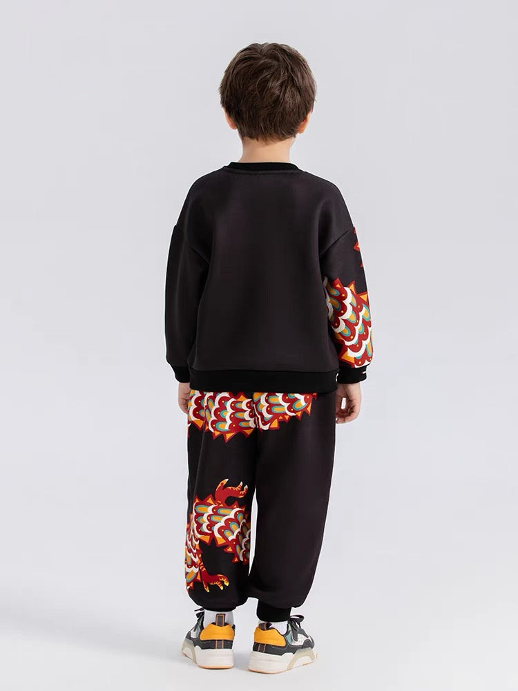 ASYMETRIC DRAGON PRINT DRY SWEAT SET