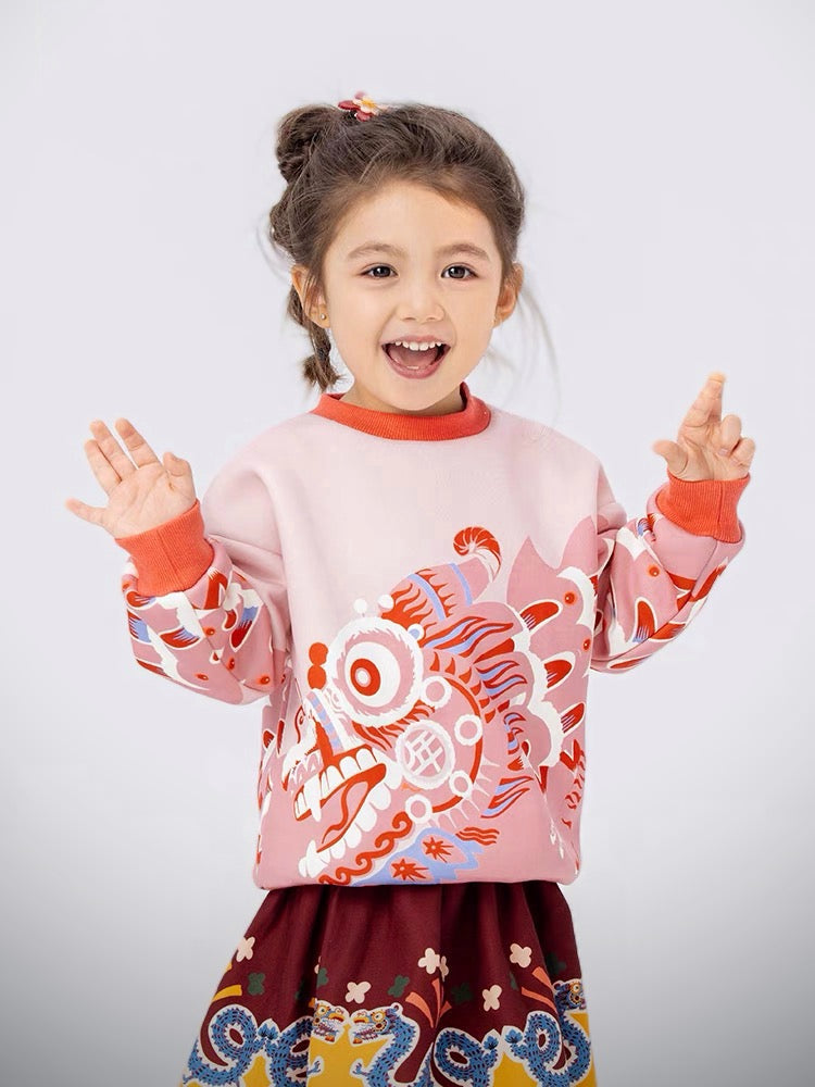 PILE LINE THERMAL DRAGON PRINT SWEAT