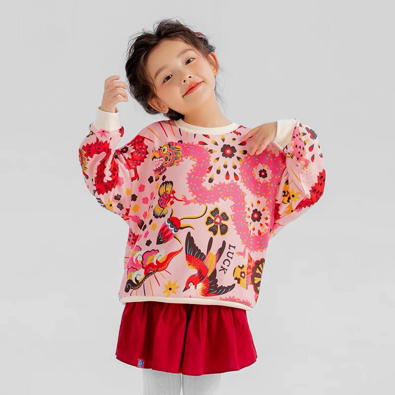 LNY PILE LINE THERMAL SWEAT WITH DRAGON CELEBRATION PRINT