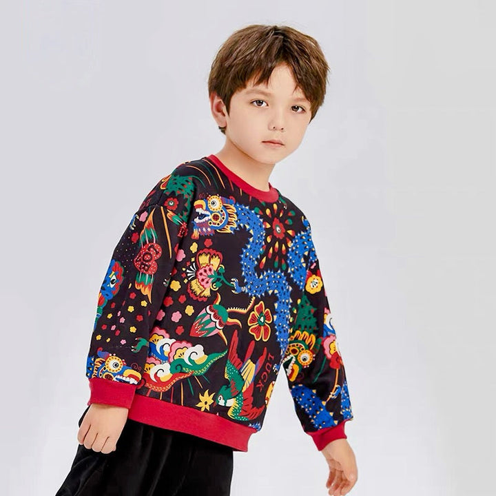 LNY PILE LINE THERMAL SWEAT WITH DRAGON CELEBRATION PRINT