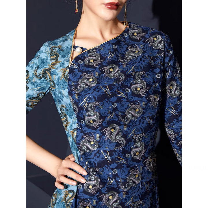 COLOR BLOCK CONTEMPORARY CHEONGSAM TUNIC
