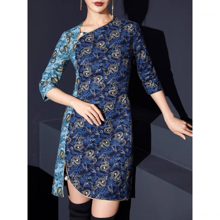 COLOR BLOCK CONTEMPORARY CHEONGSAM TUNIC