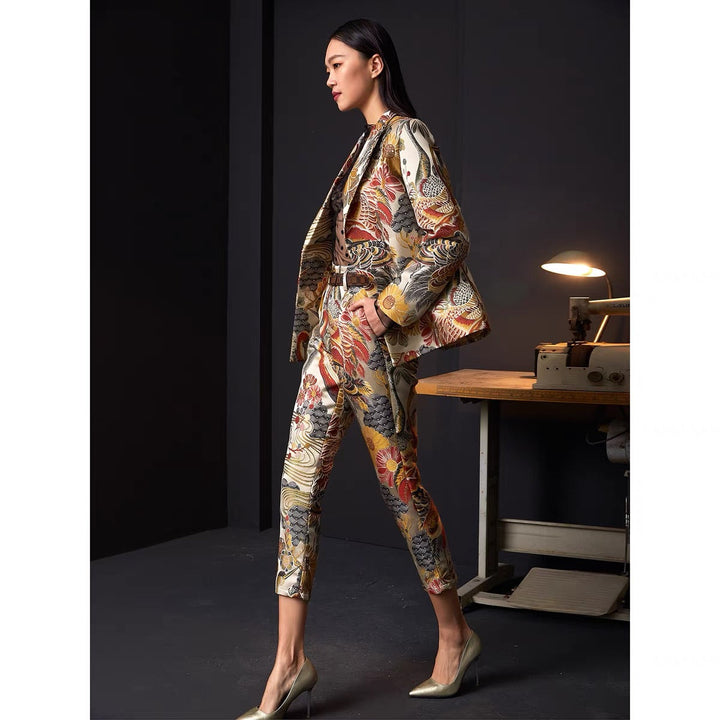 JACQUARD CRANE PRINT BLAZER