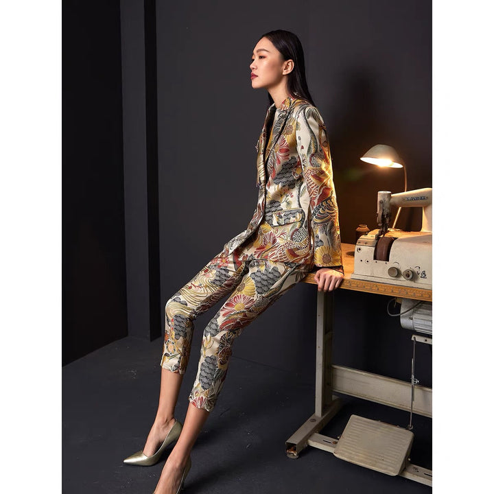 JACQUARD CRANE PRINT BLAZER