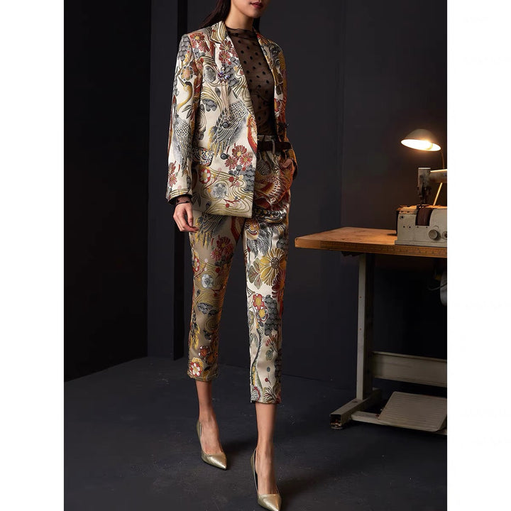 JACQUARD CRANE PRINT BLAZER